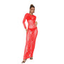 Women's Fashion Solid Color Mesh Beaded Long Sleeve Maxi Dress