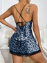 Sexy Leopard One-Piece Nightdress Summer Thin Breathable Strap Dress Home Pajamas Women