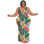 Plus Size Women's Summer Casual Sleeveless Digital Print Long Dress