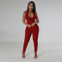 Women Solid Ribbed Sleeveless Jumpsuit