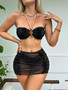 Sexy Swimsuit Halter Strapless Ruched Three-Piece Bikini Skirt Swimwear