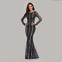 Spring Summer Fit Formal Party Mermaid Dress Elegant Party Sequin Long Sleeve Round Neck Evening Dress