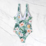 Floral Print V-Neck One Piece Swimsuit