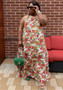 Plus Size Women's Summer Floral print Sleeveless Slash Shoulder Maxi Dress