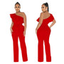 Women Solid Ruffle Jumpsuit with Belt