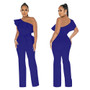 Women Solid Ruffle Jumpsuit with Belt