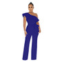 Women Solid Ruffle Jumpsuit with Belt