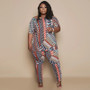 Women'S Plus Size Print Short Sleeve Pants Set Two-Piece Pajamas Set