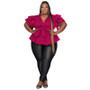 Plus Size Women's Casual Versatile V-Neck Ruffle Sleeve Pleated Shirt