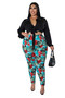 Women's Digital Print Trousers and Lace-Up Shirts
