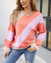 Women Colorblock Round Neck Oversized Knitting Sweater