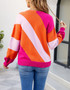 Women Colorblock Round Neck Oversized Knitting Sweater