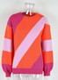 Women Colorblock Round Neck Oversized Knitting Sweater