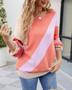 Women Colorblock Round Neck Oversized Knitting Sweater