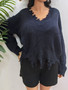 Plus Size WomenLoose V Neck Casual Sweater
