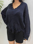 Plus Size WomenLoose V Neck Casual Sweater