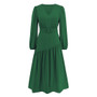 Women's autumn and winter v-neck solid color Long Sleeve Belt Elegant Casual Dress