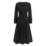 Women's autumn and winter v-neck solid color Long Sleeve Belt Elegant Casual Dress