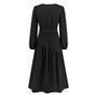 Women's autumn and winter v-neck solid color Long Sleeve Belt Elegant Casual Dress