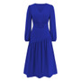 Women's autumn and winter v-neck solid color Long Sleeve Belt Elegant Casual Dress