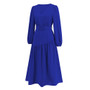 Women's autumn and winter v-neck solid color Long Sleeve Belt Elegant Casual Dress