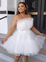 Plus Size Women's Sweet Strapless Princess Summer White Dress