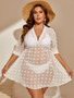 Plus Size Women's Jacquard Patchwork Cutout Beach Cover Up Dress