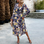 Women Printed V-Neck Casual Maxi Dress