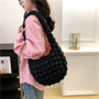 Cloud bag pleated puff bag women's one-shoulder down bag Casual large-capacity dumpling bag