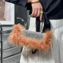 Ostrich hair rhinestone bag female mink hair inlaid diamond dinner bag full of diamonds shoulder Messenger bag