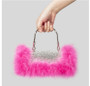 Ostrich hair rhinestone bag female mink hair inlaid diamond dinner bag full of diamonds shoulder Messenger bag