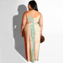 Summer Plus Size Women's Striped Loose Belt Strap Maxi Dress