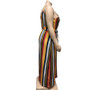 Summer Plus Size Women's Striped Loose Belt Strap Maxi Dress