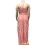 Summer Plus Size Women's Striped Loose Belt Strap Maxi Dress