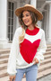 Autumn And Winter Big Heart Print Valentine'S Day Heart Sweater Round Neck Knitting Pullover Sweater Women