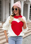 Autumn And Winter Big Heart Print Valentine'S Day Heart Sweater Round Neck Knitting Pullover Sweater Women