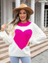 Autumn And Winter Big Heart Print Valentine'S Day Heart Sweater Round Neck Knitting Pullover Sweater Women