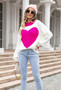 Autumn And Winter Big Heart Print Valentine'S Day Heart Sweater Round Neck Knitting Pullover Sweater Women