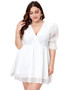 Women's Petal Half Sleeve Sexy Slim Waist Plus Size Chiffon Dress