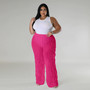 Plus Size Women's Wavy Straight Leg Pant Sheer Sexy Pants