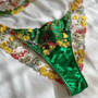 Underwear summer beautiful pastoral Floral color matching belt steel ring bra briefs sexy sexy suit women