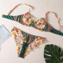 Underwear summer beautiful pastoral Floral color matching belt steel ring bra briefs sexy sexy suit women