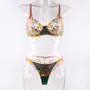 Underwear summer beautiful pastoral Floral color matching belt steel ring bra briefs sexy sexy suit women