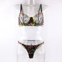 Underwear summer beautiful pastoral Floral color matching belt steel ring bra briefs sexy sexy suit women