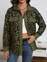 Fall/Winter Fashion Leopard Print Corduroy Button Long Sleeve Jacket Women