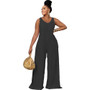 Women's Fashion Sleeveless Straight Low Back Lace-Up Casual Jumpsuit