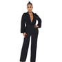 Women's Jumpsuit Sexy V-Neck Long Sleeve Tight Fitting Shirt Pants Fall Winter