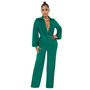 Women's Jumpsuit Sexy V-Neck Long Sleeve Tight Fitting Shirt Pants Fall Winter