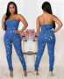 Casual Fashion Strapless Women's Fit Denim Jumpsuit