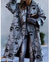 Fall Women'S Long Sleeve Turndown Collar Jacket Printed Coat